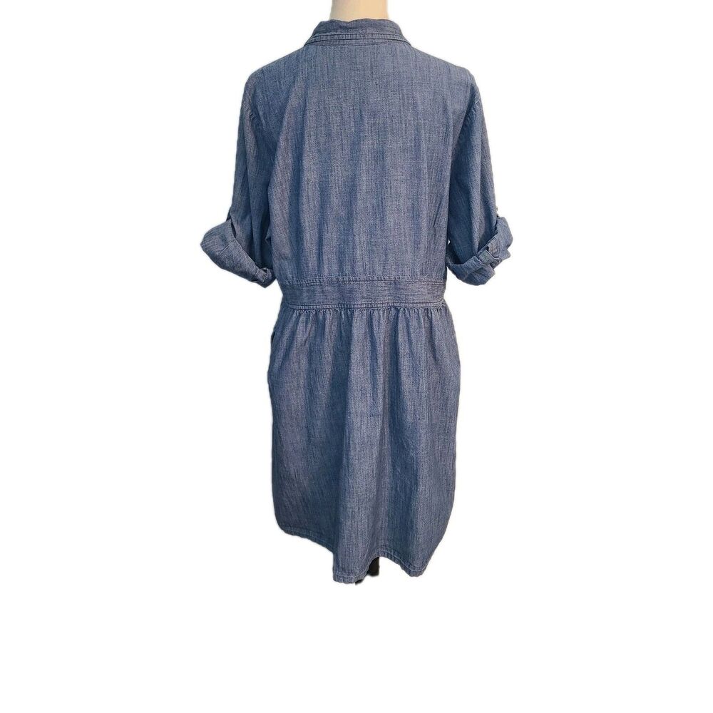Old Navy Chambray Shirt Dress Blue Jean Pockets Sz 18 Boho Coastal Cowgirl - Picture 2 of 10